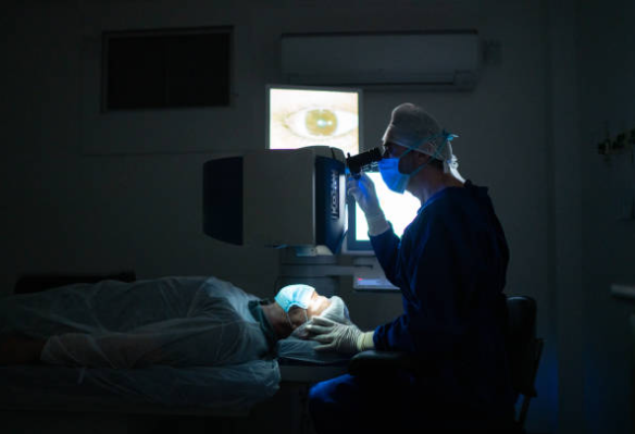 A Surgeon Performing Laser Eye Surgery